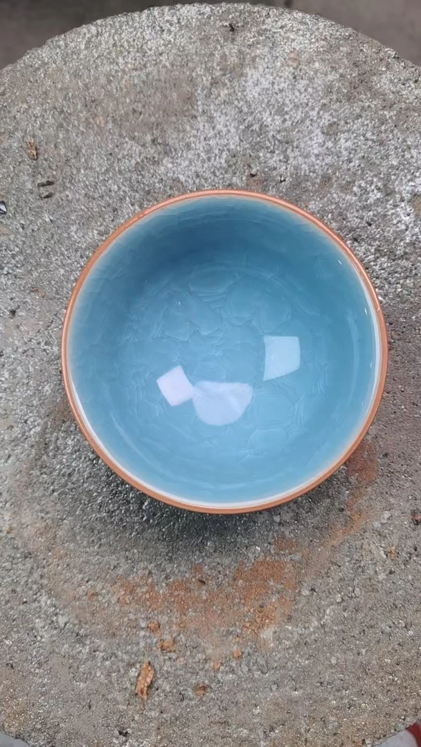 高端茶器主人杯蓝冰裂