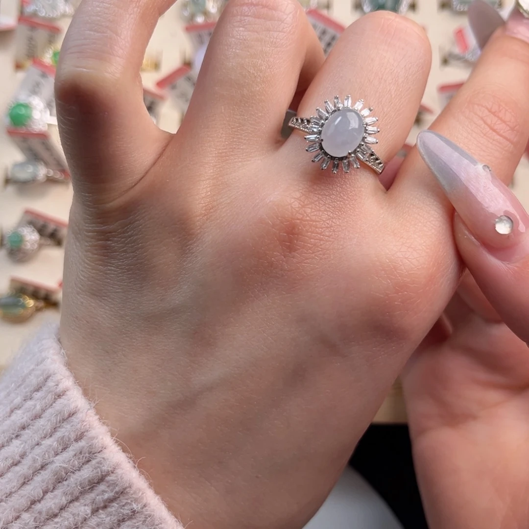 翡翠戒指银S925镶嵌68899