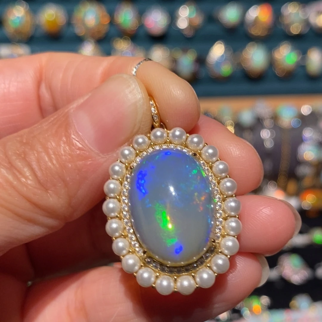 欧泊银S925镶嵌吊坠