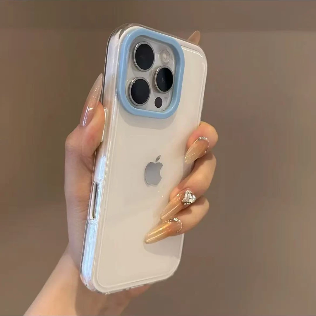 高颜值撞色果冻适用iphone16promax手机壳苹果15亚克力14情侣13女