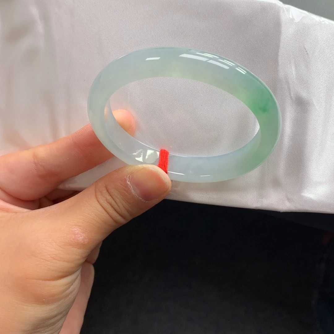 翡翠未镶嵌手镯16号51.5贵妃完美冰绿西湖龙井