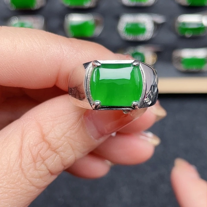 翡翠戒指银S925镶嵌编号2766没运费险