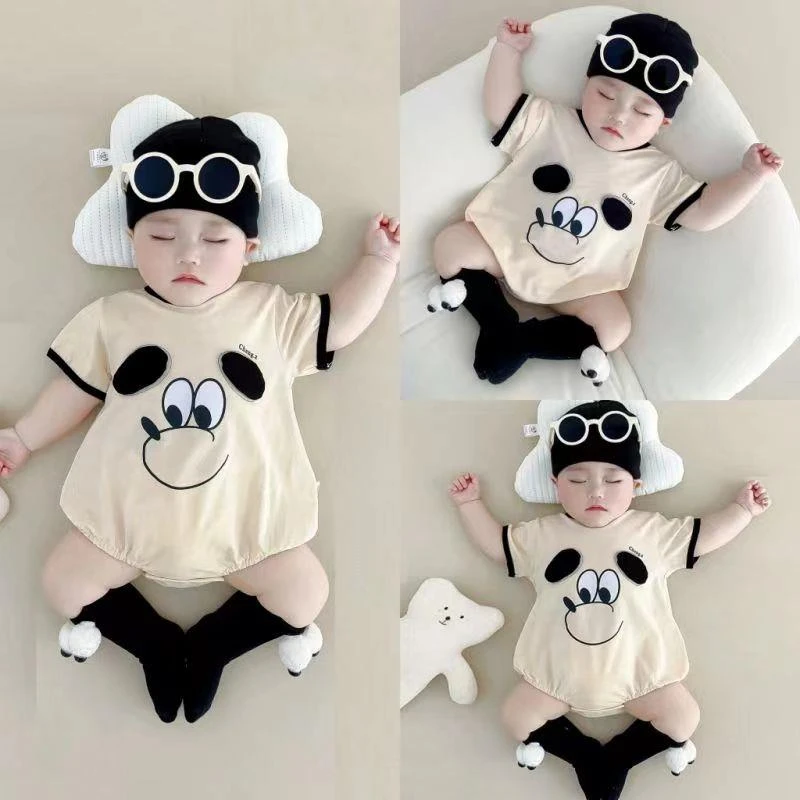 宝宝连体衣夏季婴儿薄款短袖哈衣新生儿爬服婴幼儿衣服三角包屁装