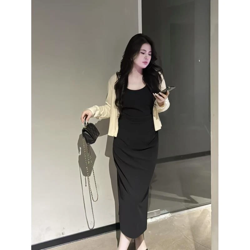 现货【赫饰】欧若风大码胖MM春季气质开衫+吊带两件套888D+02027D