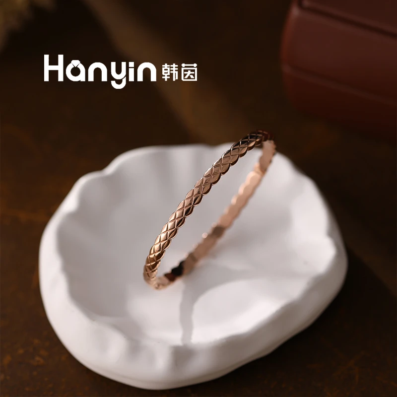 铜合金手镯 简约大气超闪菱格泡泡可开口手镯高级感AAA