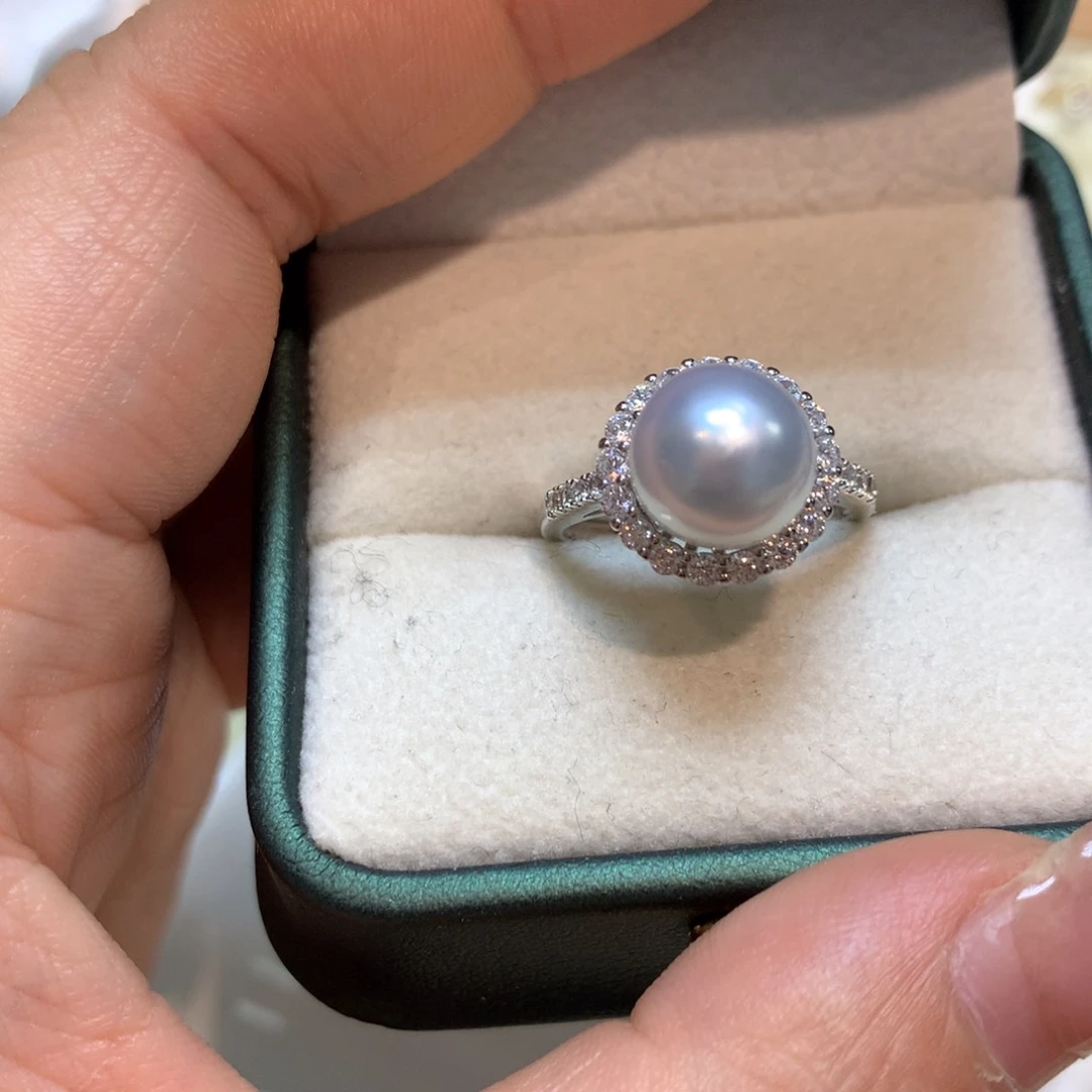 海水珍珠戒指银S925镶嵌