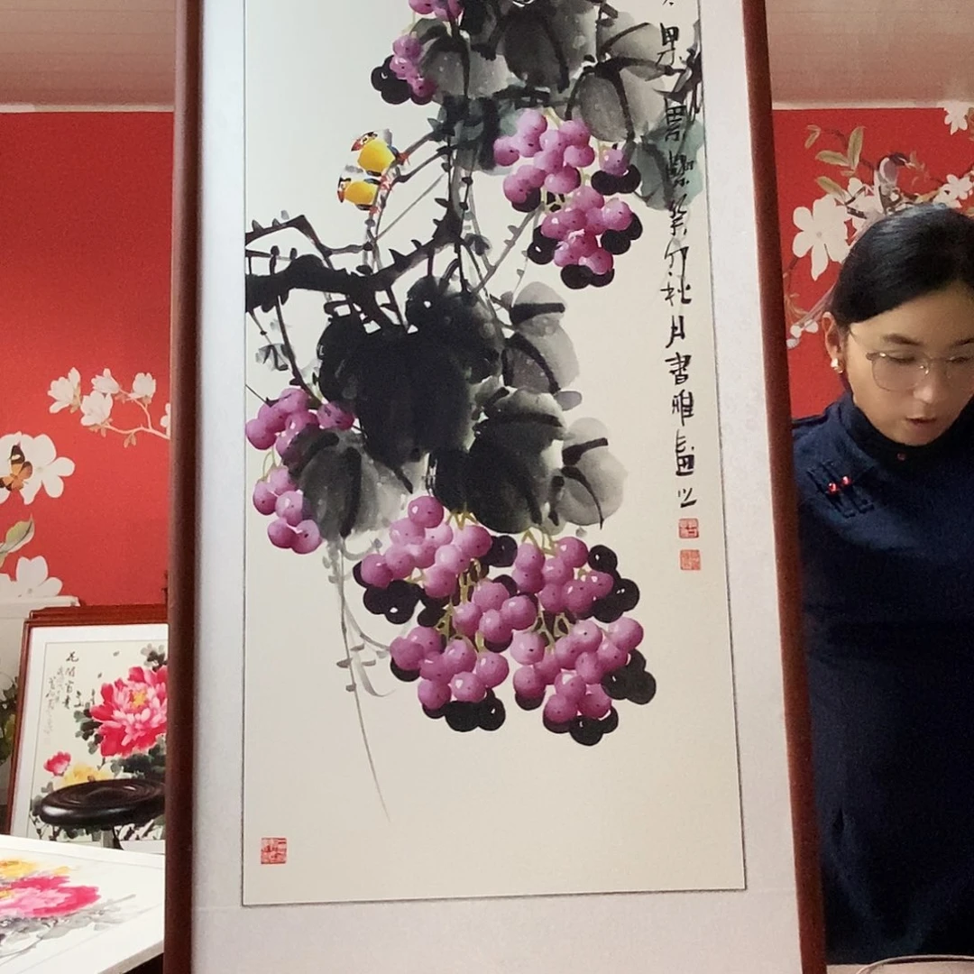 国画手写手绘带框包邮国画作品62✖️122