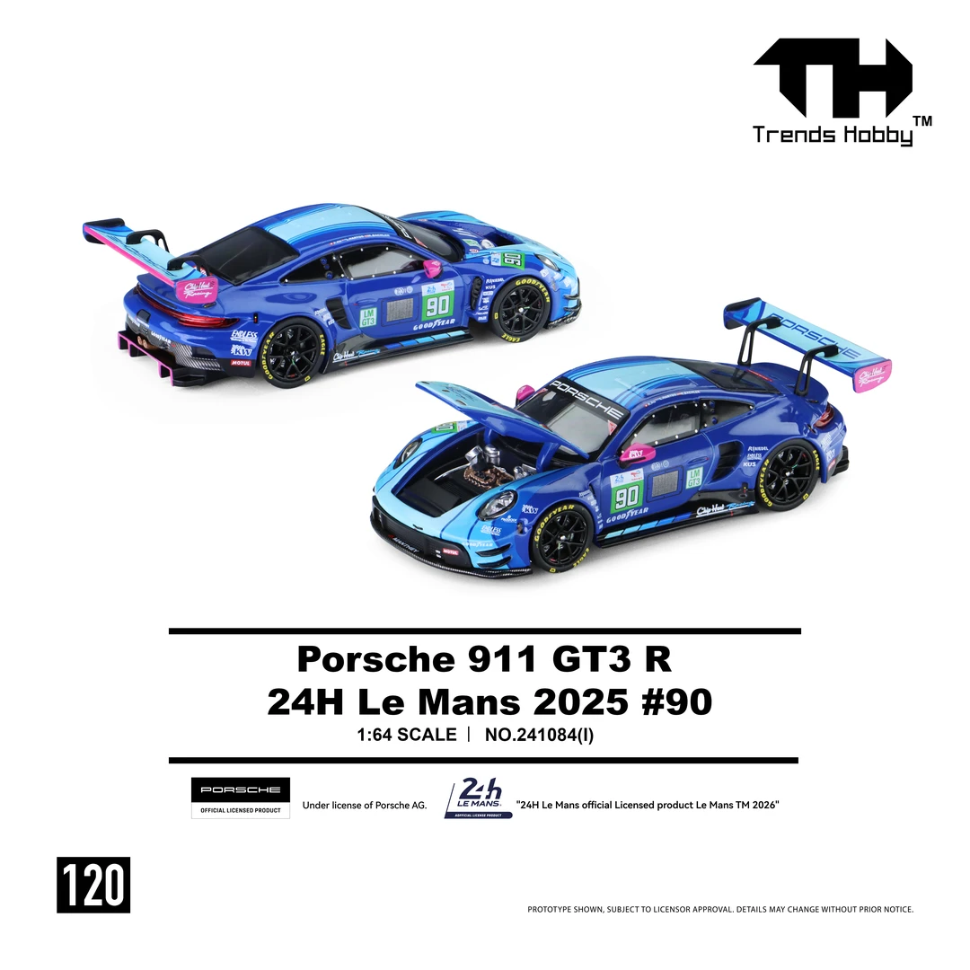 现货 TH 1:64 保时捷911 GT3 R 勒芒90号合金汽车模型 #120