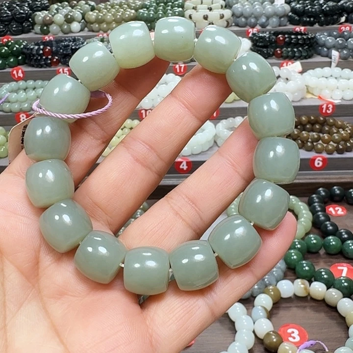 未镶嵌手链和田玉新疆且末蓝直切卡14