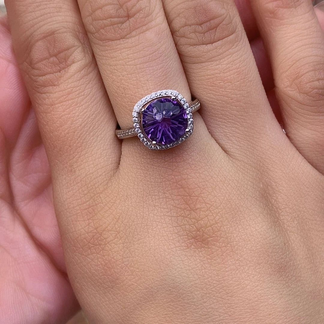 紫晶纯天然无优化紫水晶x银S925镶嵌?***N