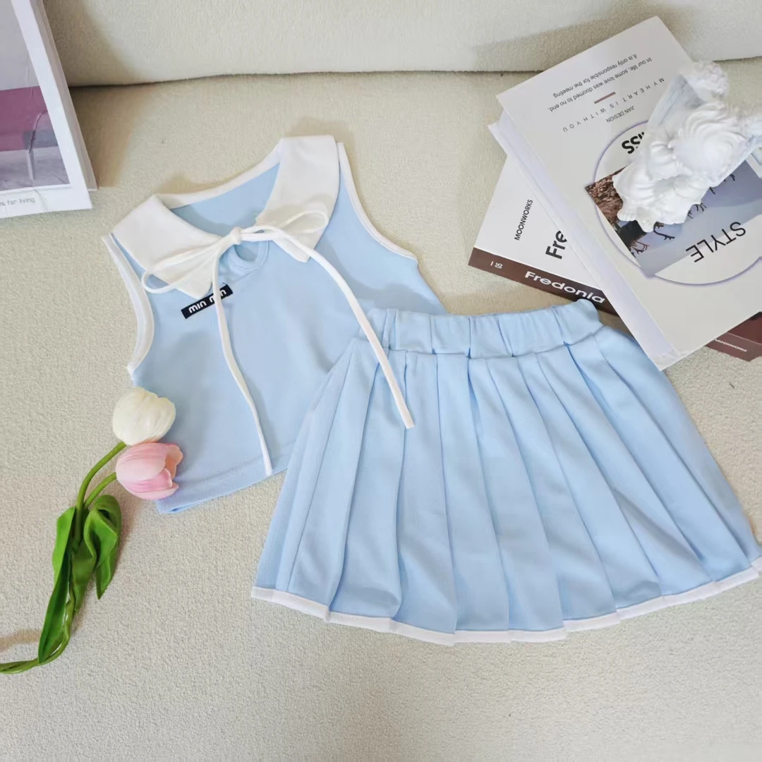 女童夏装学院风套装2025新款儿童宝宝衬衫休闲运动两件套夏款