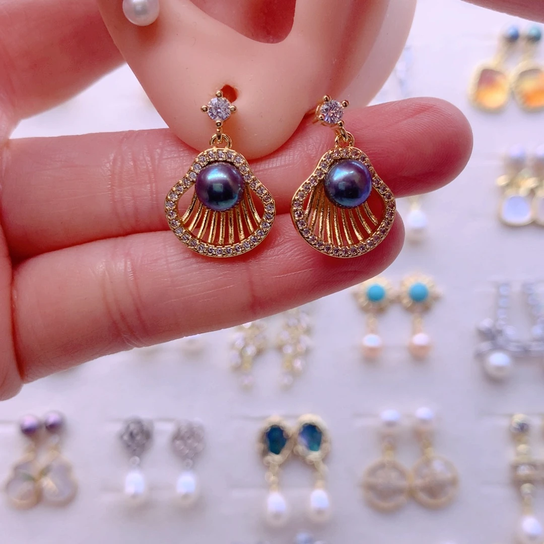 合金淡水珍珠耳饰