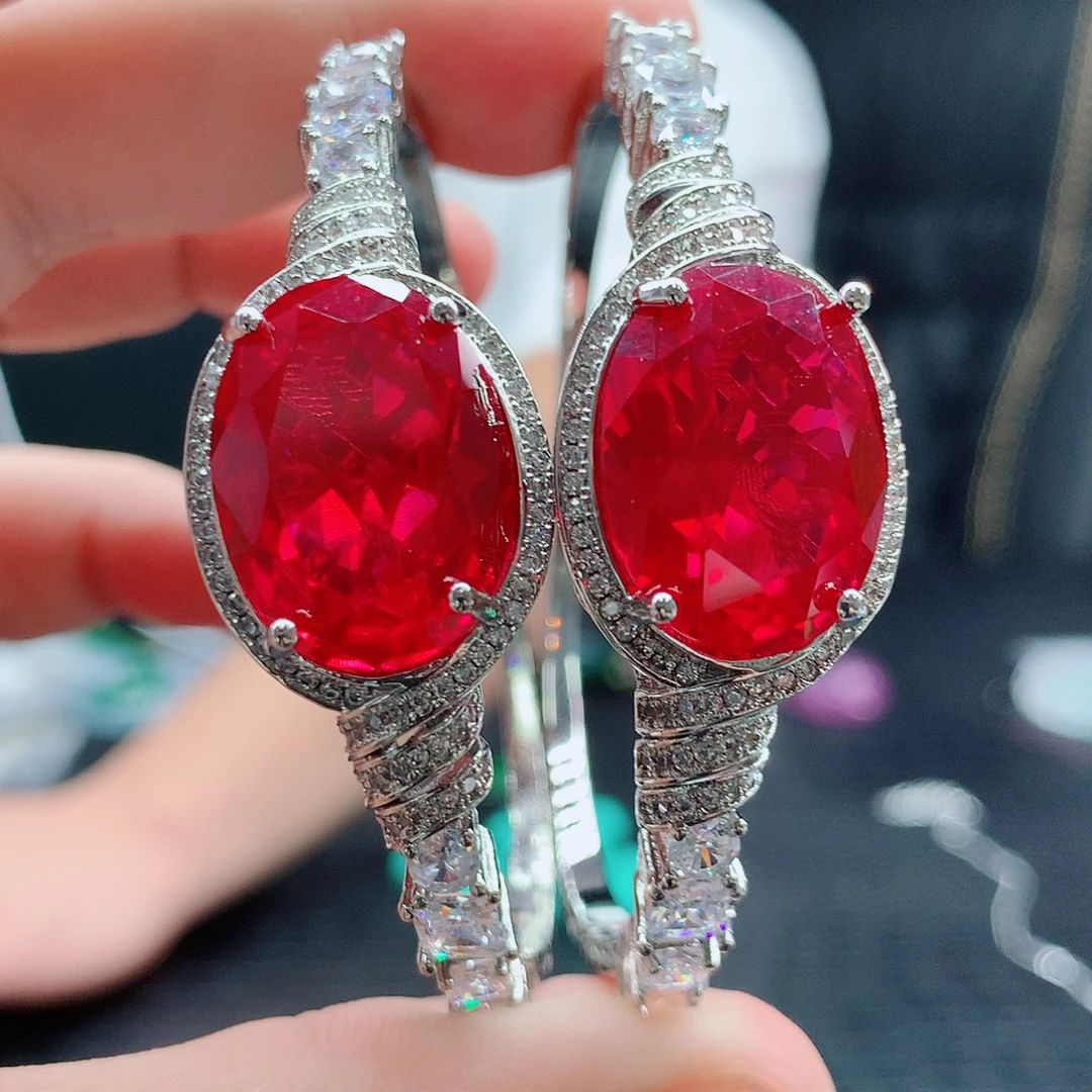 耳饰14K金镶嵌红宝石157