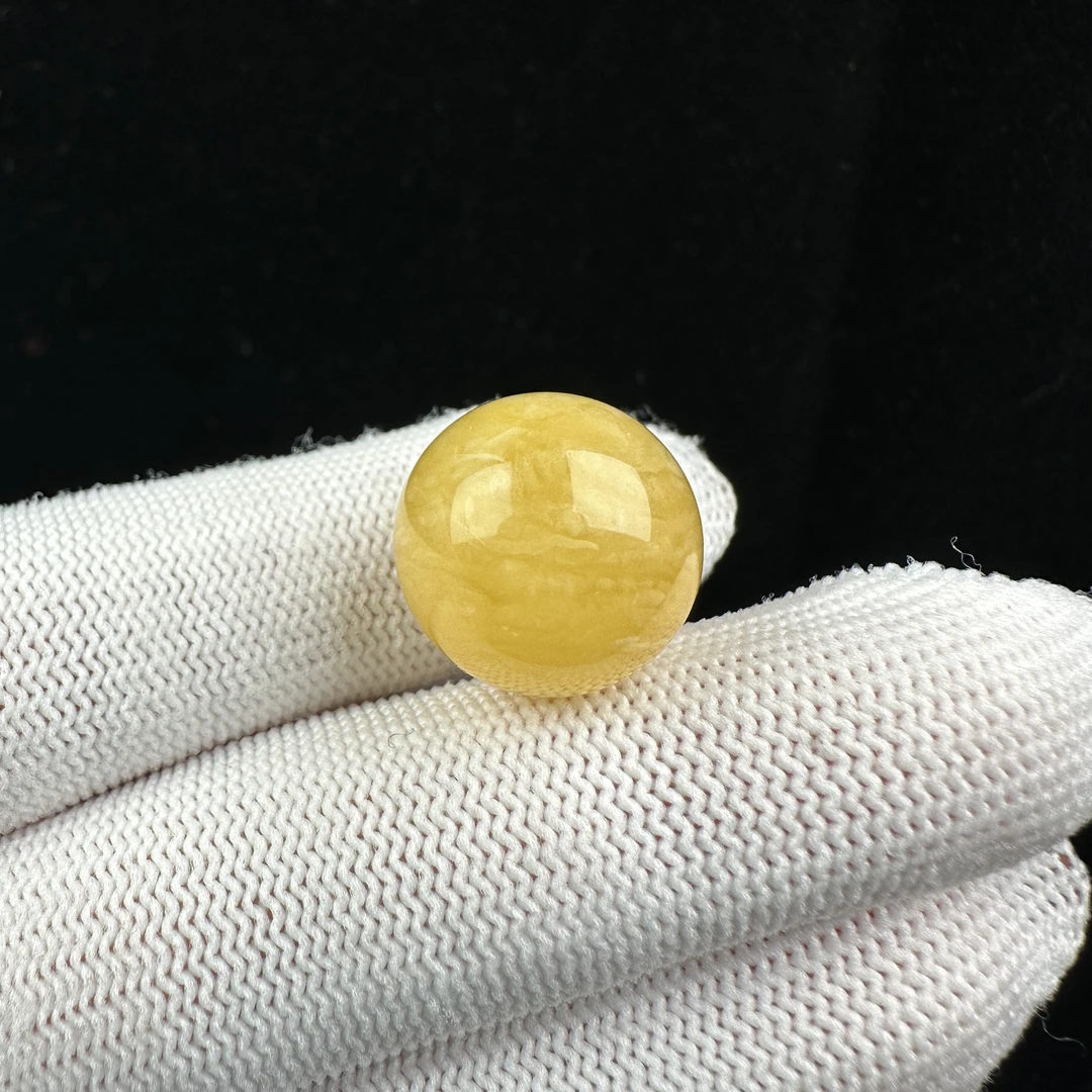 Y3044天然原矿蜜蜡 鸡油黄单珠 16mm抖音基地质检发货