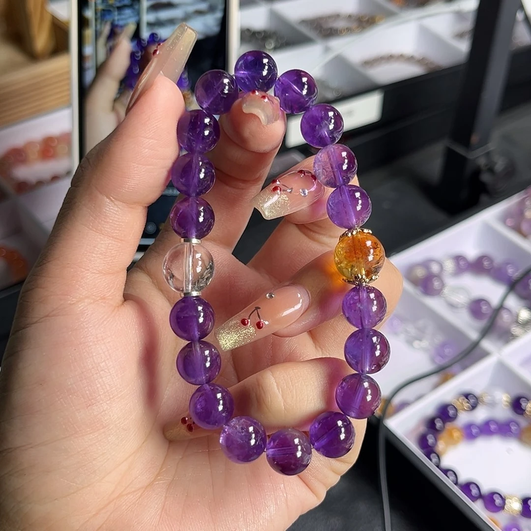 水晶手串未镶嵌小*紫水晶 10mm