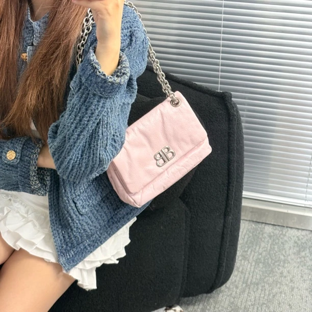 95新 Balenciaga/巴黎世家 樱花粉Monaco单肩斜挎包