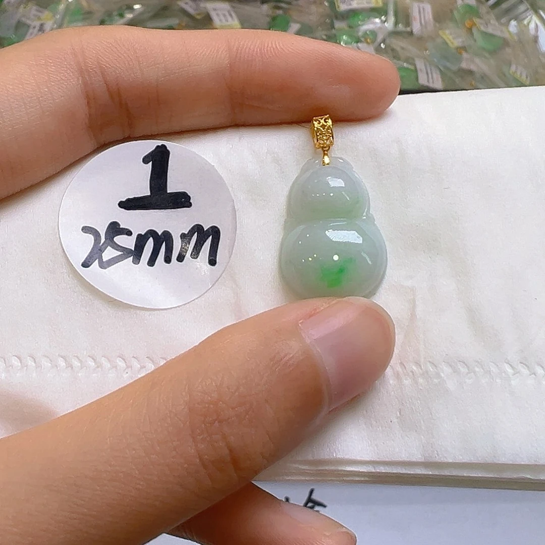 翡翠18K金镶嵌吊坠(不含链)我