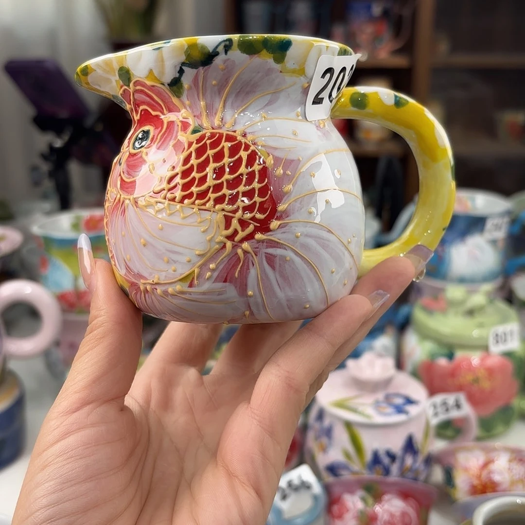 瓷片景德镇手绘高温釉下彩陶瓷茶具