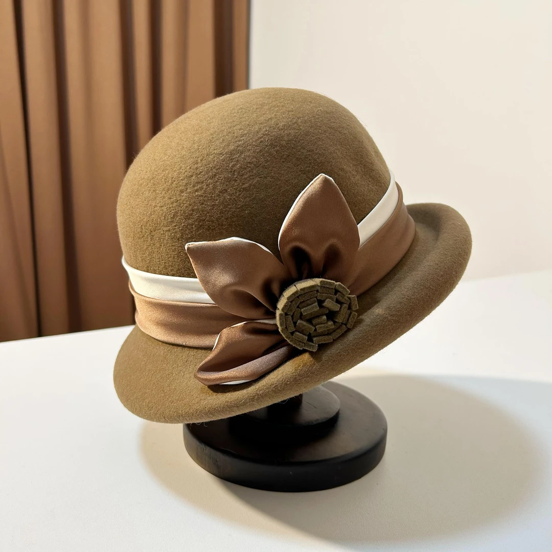 羊毛渔夫盆帽子女士气质新款秋季冬天百搭时尚潮流大头围优雅礼帽