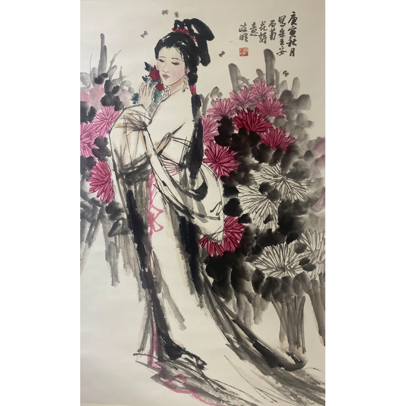 F011 当代《仕女图》陈政明 113x69 纸本镜片