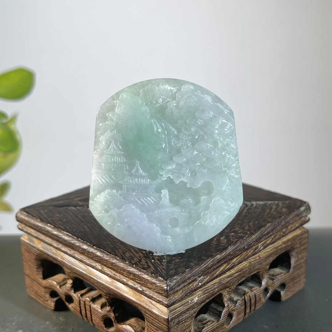 JTA20-38 天然缅甸A货翡翠 山水牌