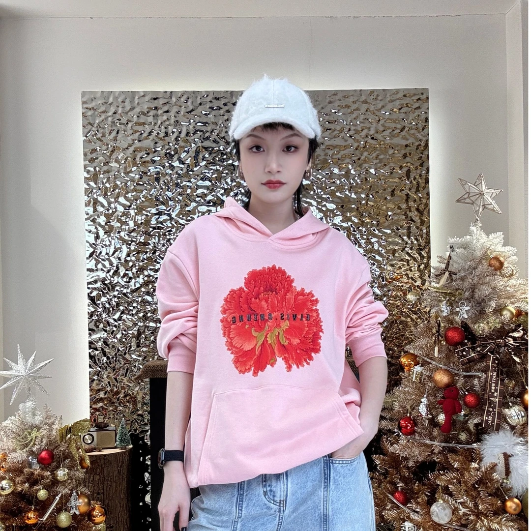 ELVIS.CHEUNG 盛世牡丹：宽松甩帽卫衣