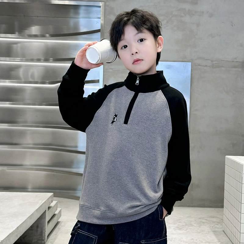 男童打底衫秋冬德绒宽松2025中大童休闲韩版长袖儿童秋季polo领潮