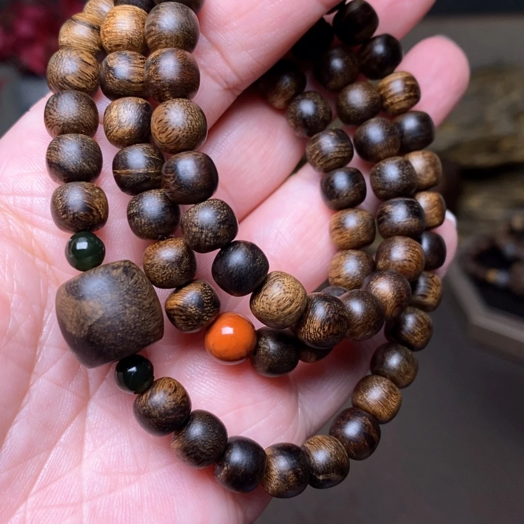 沉香手串越南芽庄紫棋瘤疤帝王6×8➕配饰