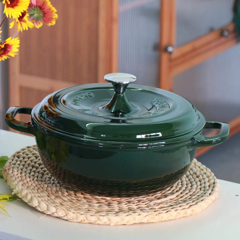 QULENO(大鹏专属)千乐欧公爵24cm妈咪锅炒锅珐琅锅铸铁锅炖煮锅