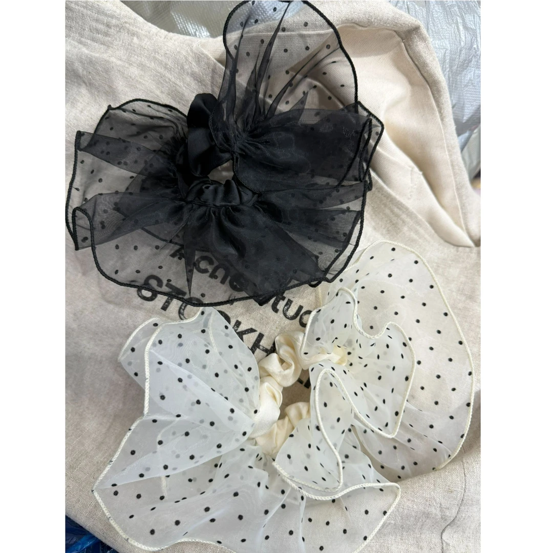 白白家-韩系半圈波点网纱发圈#FQ0511