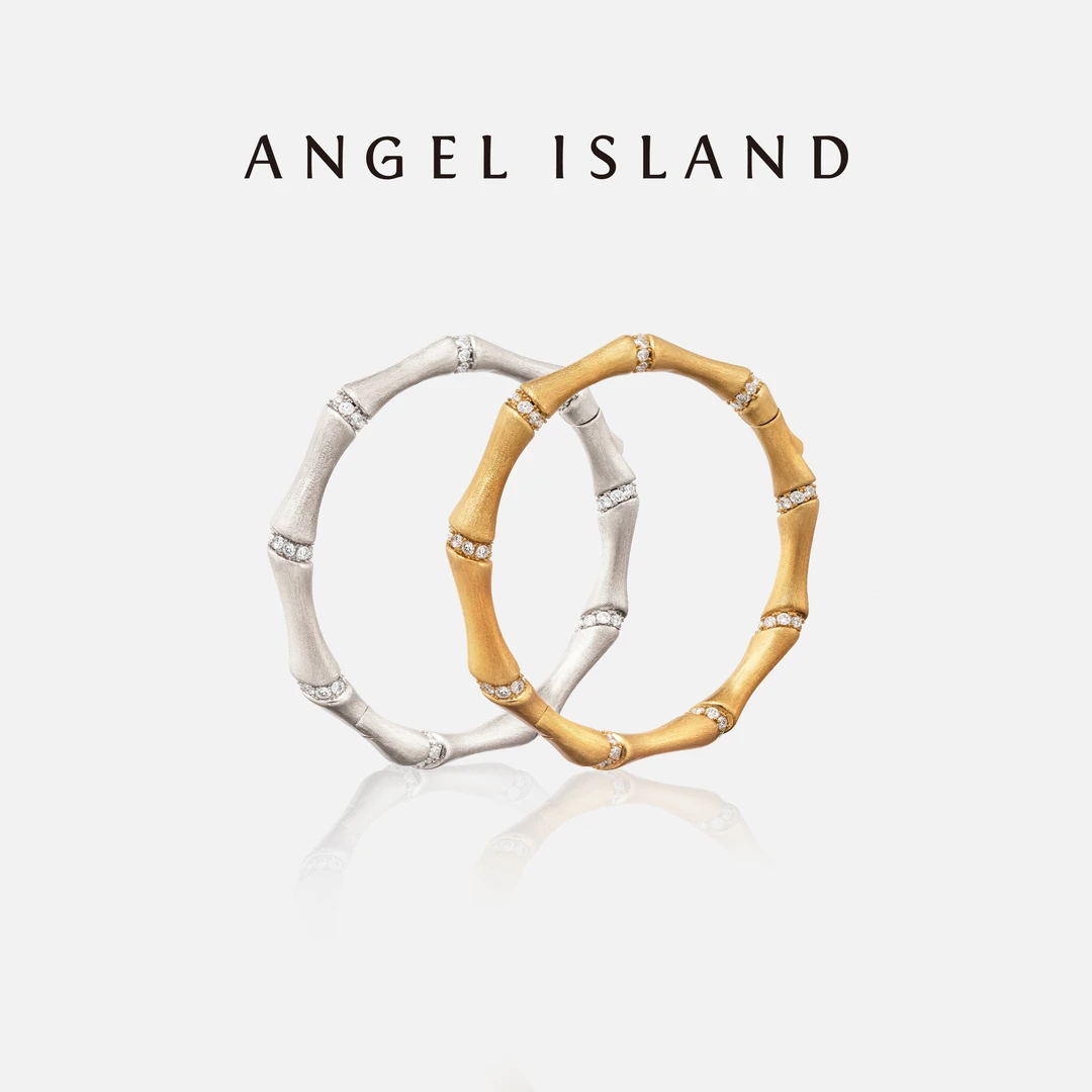 ANGEL ISLAND/天使岛屿 铜合金手镯 何泓姗明星同款竹节拉丝手镯