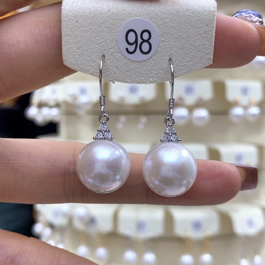 银S925镶嵌淡水珍珠耳饰