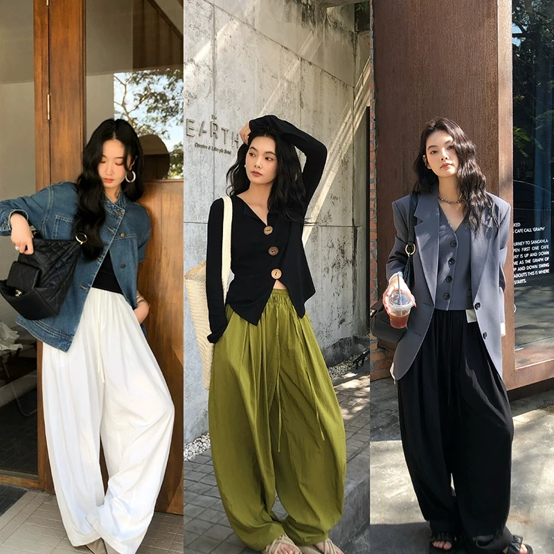 任小艺 2/13新品 百搭神裤设计感休闲韩版高腰宽松气球裤拖地裤女