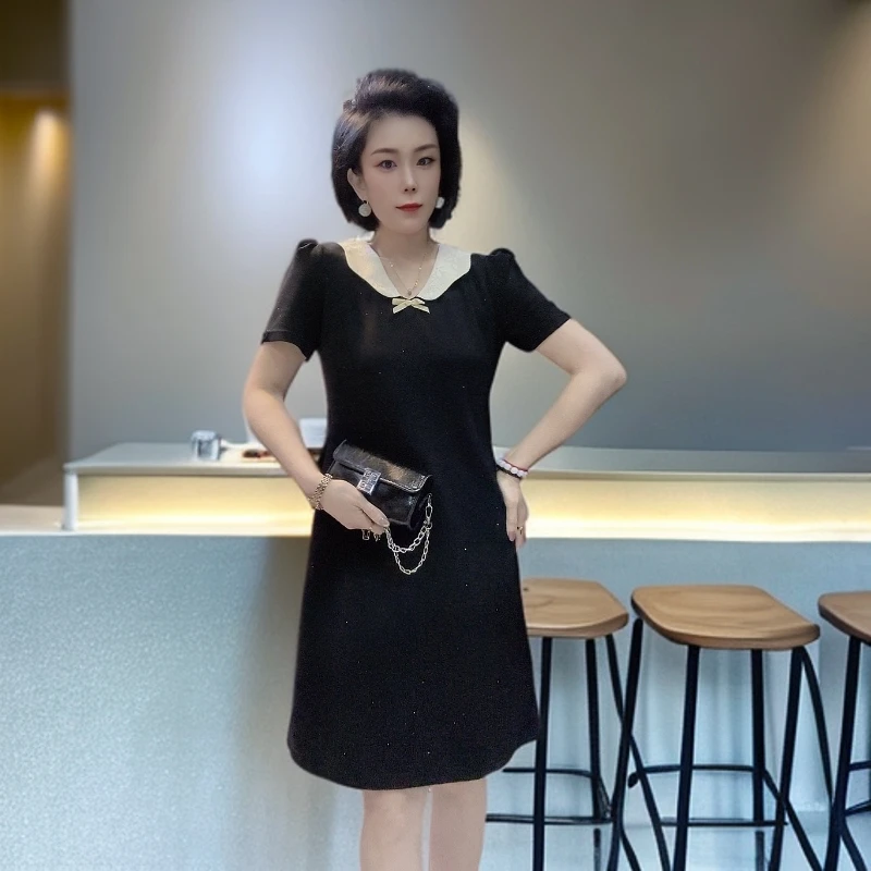 N325t轻奢减龄遮肉显瘦大方得体娃娃领连衣裙