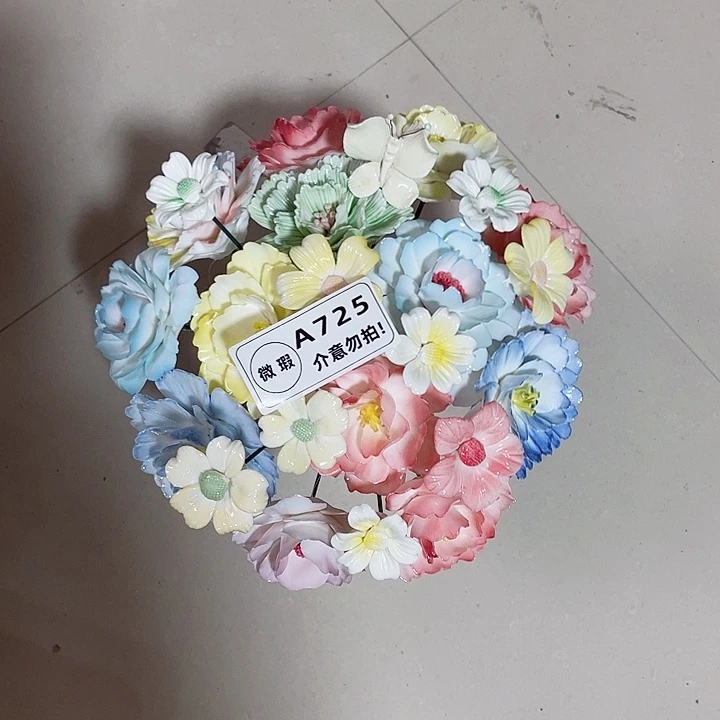 摆件德化工厂陶瓷手工捏花