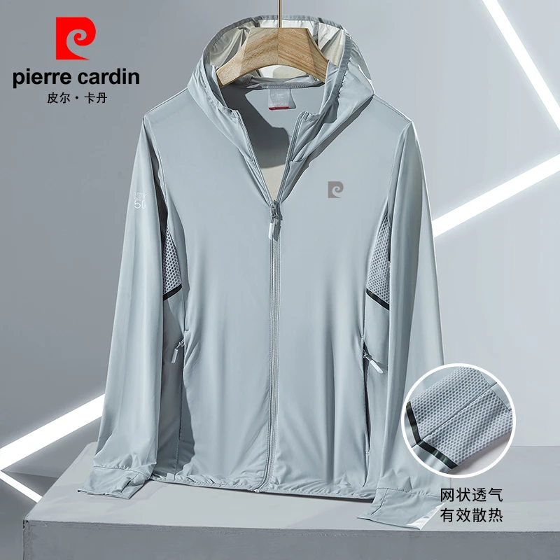 皮尔卡丹UPF50+冰丝防晒衣男夏季防紫外线户外运动薄款防晒服外套