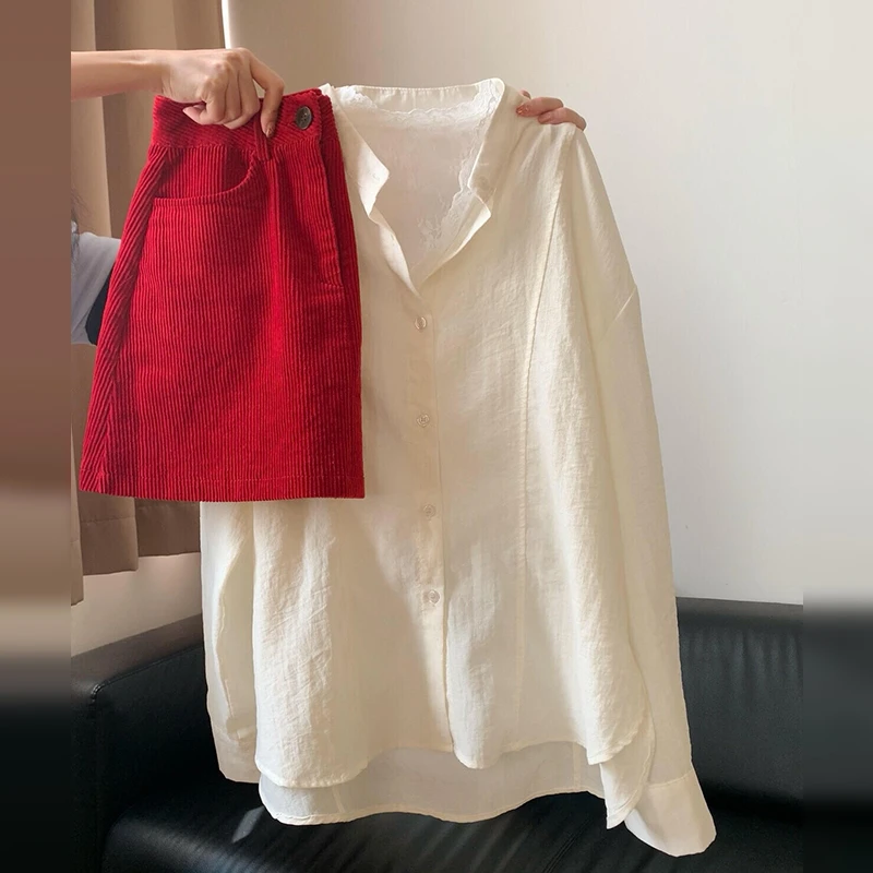白色衬衫女装2025新款秋季休闲质感通勤上衣套装1096