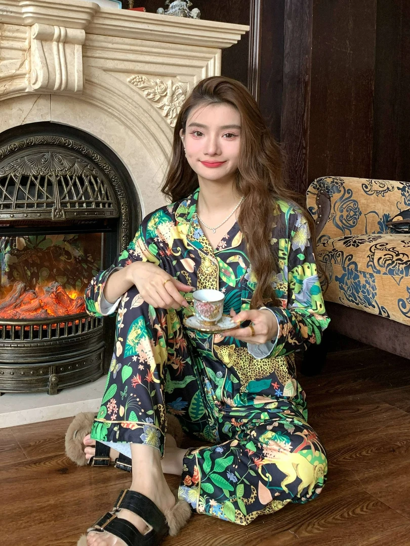 简丹生活【丛林风】小众设计丛林风潮牌可外穿睡衣网红薄款套装春秋