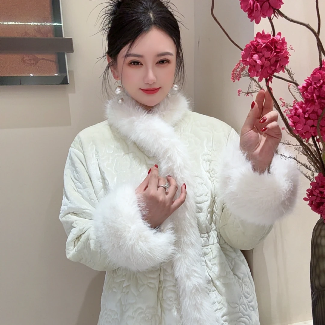 桃觅儿邑夏公主提花玫瑰刺绣女冬季保暖收腰气质冬款家居套装