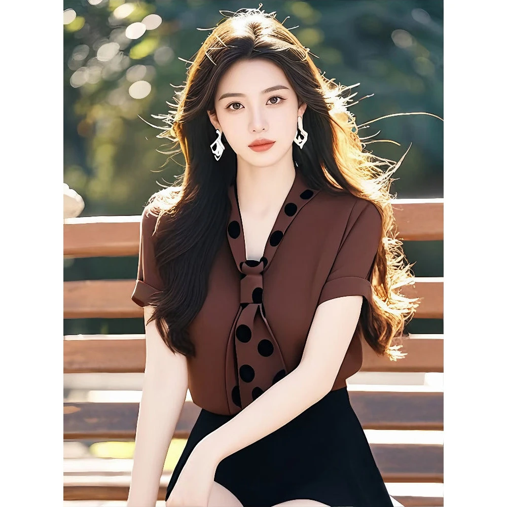 棕色披肩修身内搭针织衫女夏季新款设计感小众别致气质打底衫上衣