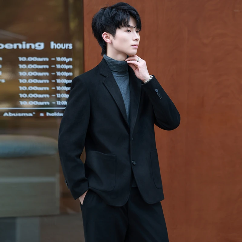 男士休闲西装外套商务高级感韩版痞帅气修身正装小西服上衣薄款