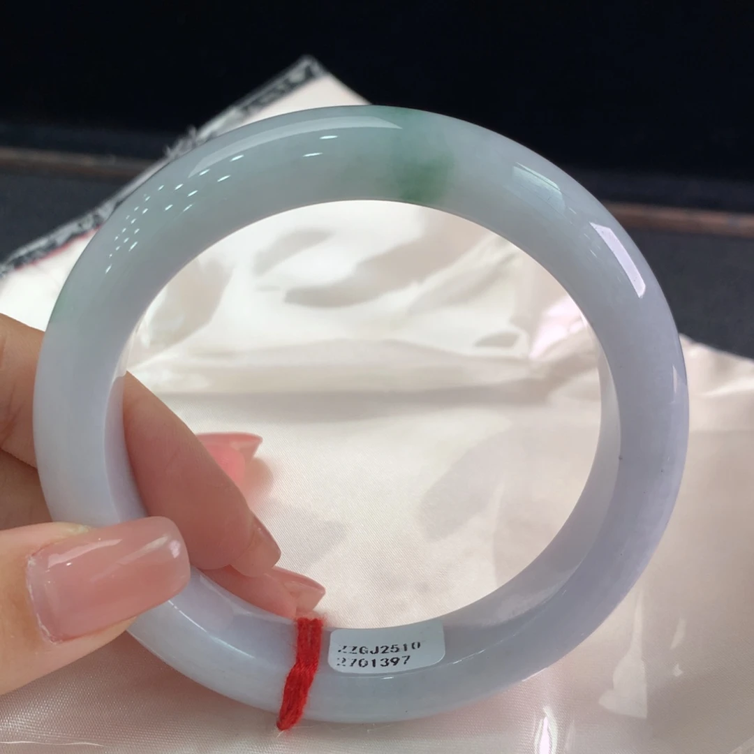 翡翠未镶嵌手镯缅甸A货翡翠 种水飘花59 60