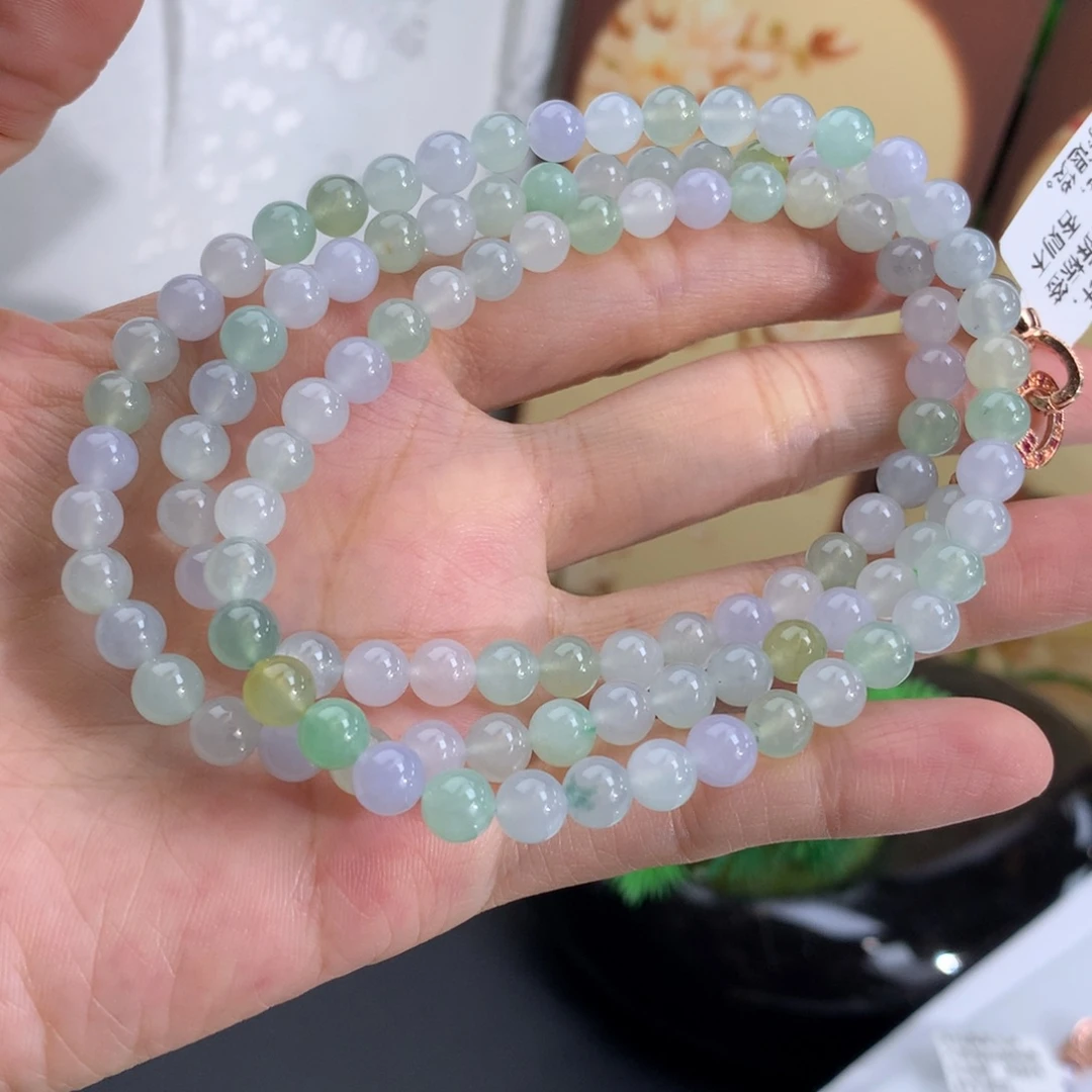翡翠未镶嵌手串卡6冰胶马卡龙项链