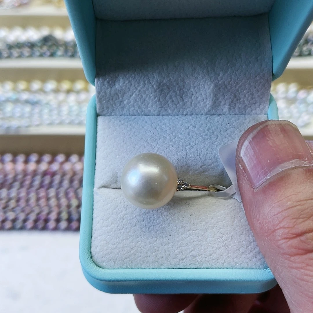 海水珍珠戒指18K金镶嵌