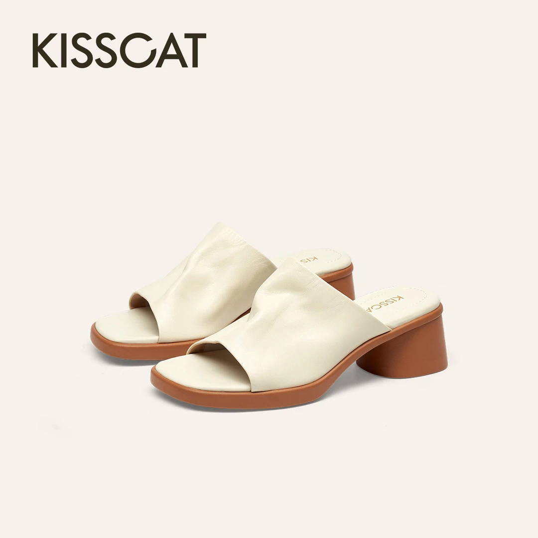 接吻猫2025夏季舒适通勤时尚方头时装凉鞋透气KA65317-53