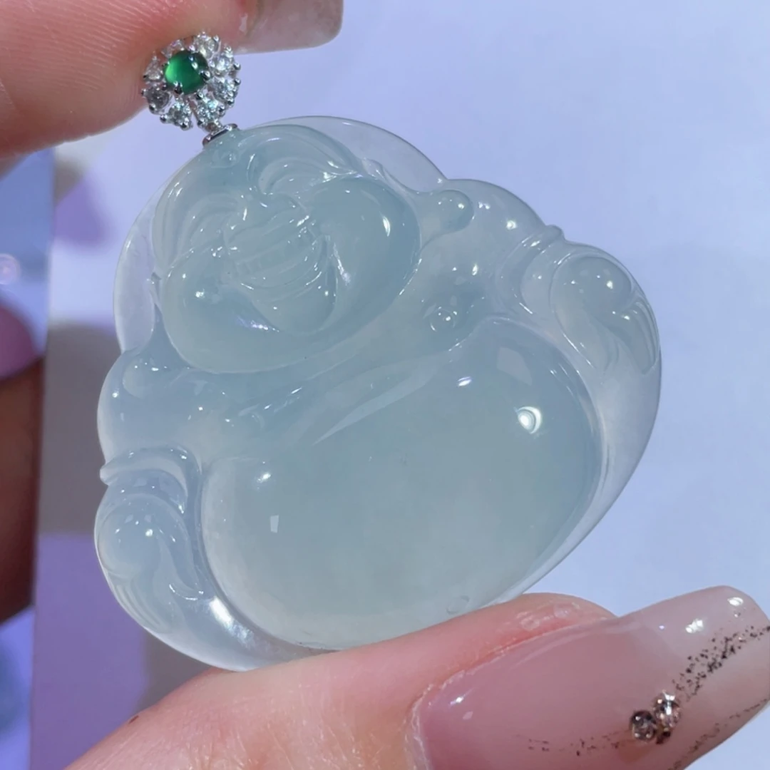 翡翠颈饰18K金镶嵌佛公