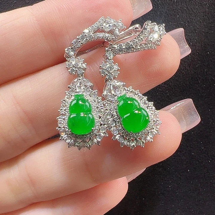 翡翠耳饰18K金镶嵌耳坠