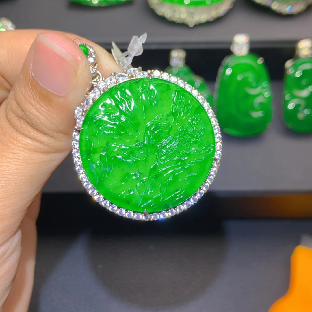 【闪购商品】吊坠(不含链)银S925镶嵌翡翠