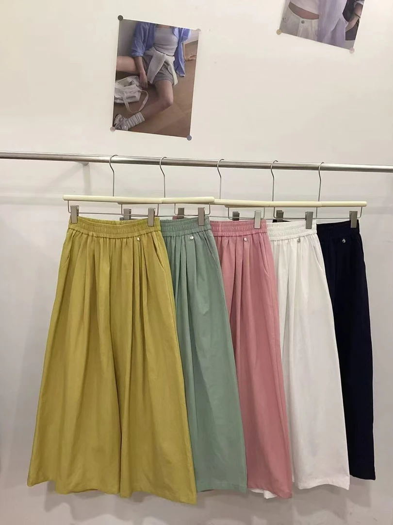 炸款～高货棉麻松紧高腰直筒裤76