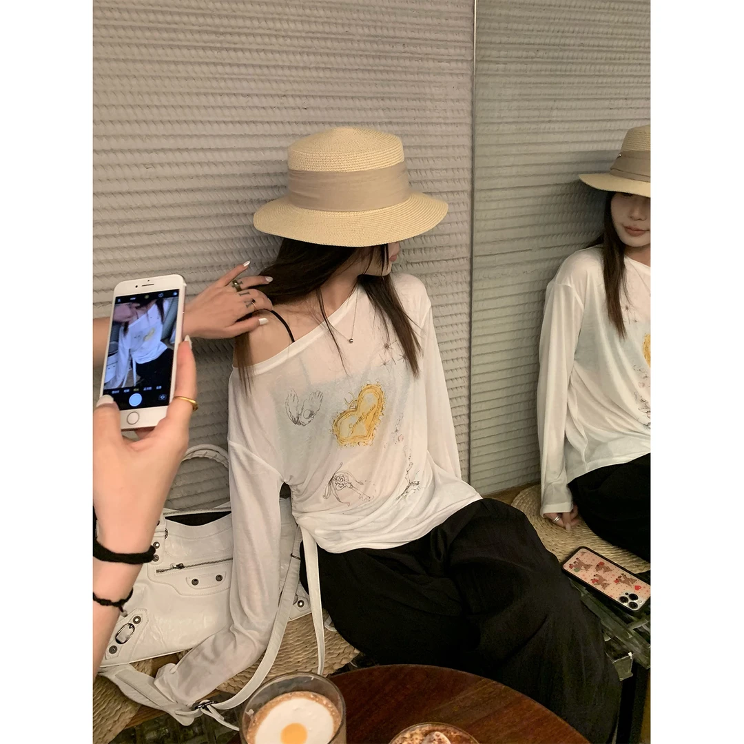 DYANGJUN【4月17号10:00AM 休闲裤】ins印花斜肩宽松t